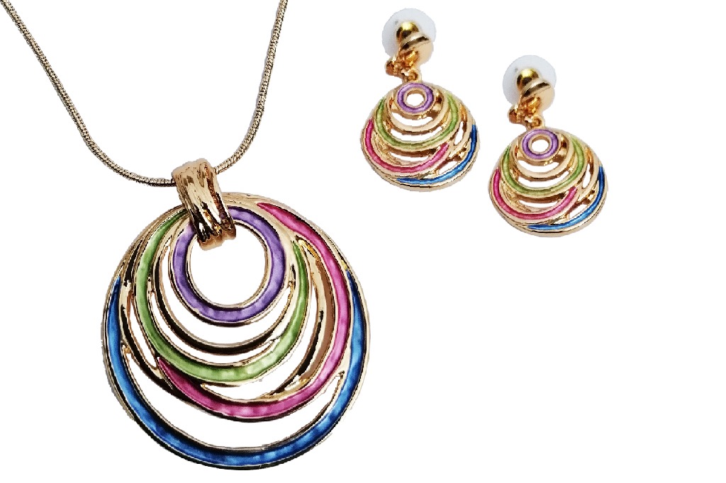 Arcoiris Collar y Aretes Arcoiris